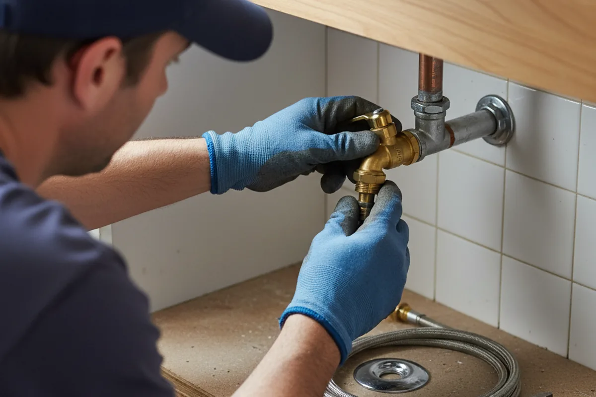 Shutoff valve and fitting work during Faucet and Fixture Repair in Emerson